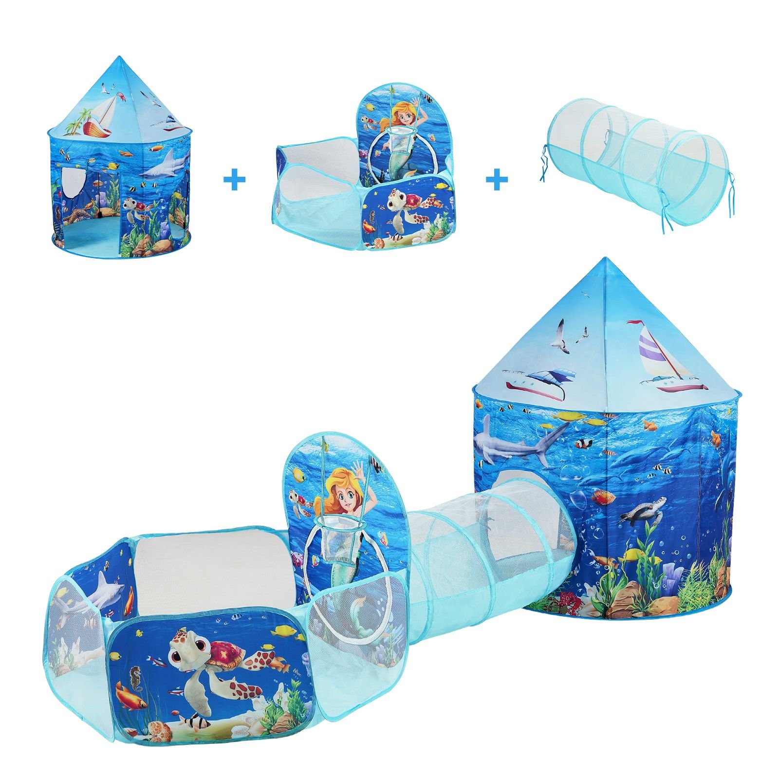 3 in 1 kids play tent with tunnel basketball hoop for boys girls babies and toddlers indooroutdoor pop up playhouse with carrying bag banding straps birthday gifts blue ocean.jpg