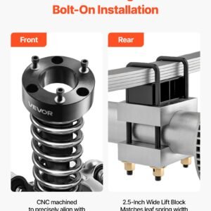 3 inch front and 2 inch rear leveling lift kit for 2007 2023 silverado 1500 2wd4wd 2007 2023 sierra 1500 2wd4wd chassis level kit with 2 front strut spacers 2 rear lift blocks 2 u bolts 3.jpg