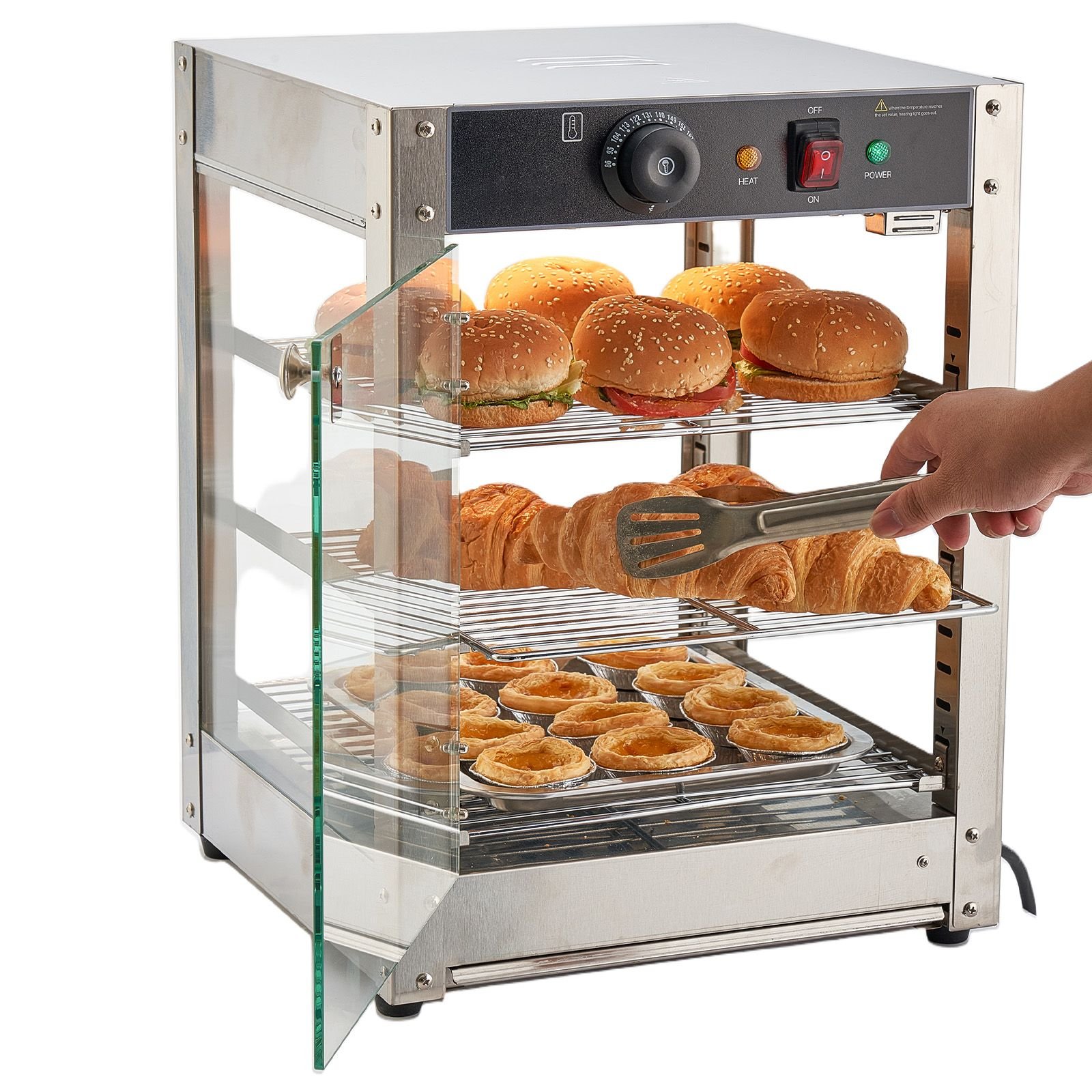 3 tier commercial food warmer display 800w food display warmer with led light adjustable shelf and stainless steel frame 86 185 f air heating 34l for hamburger pizza bread fried chicken.jpg