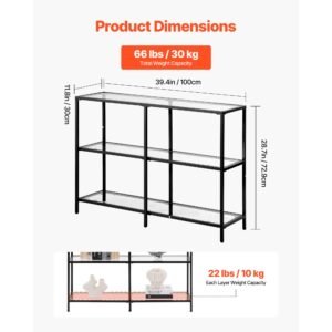 3 tier glass console table modern rectangle sofa side table with tempered glass top and iron legs golden consloe desk with anti tip device for living room hallway entryway foyer black 2.jpg