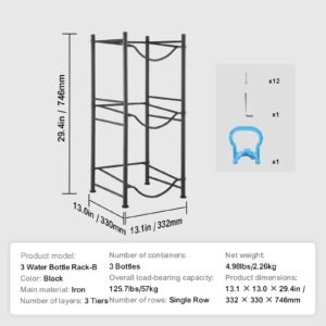 3 tiers water jug holder 5 gallon water bottle holder single row water bottle rack for 3 bottles heavy duty water jug rack for kitchen office living room black 3.jpg