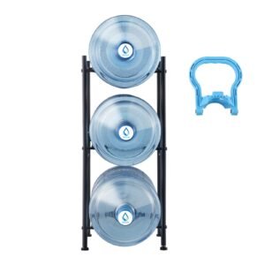 3 tiers water jug holder 5 gallon water bottle holder single row water bottle rack for 3 bottles heavy duty water jug rack for kitchen office living room black 4.jpg
