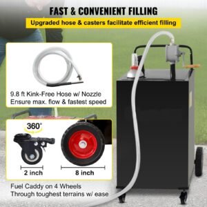 30 gallon fuel caddy gas storage tank 4 wheels with manuel transfer pump gasoline diesel fuel container for cars lawn mowers atvs boats more black 5.jpg