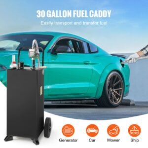 30 gallon gas caddy fuel storage tank with wheels portable fuel caddy with manuel transfer pump gasoline diesel fuel container for cars lawn mowers atvs boats more black 1.jpg