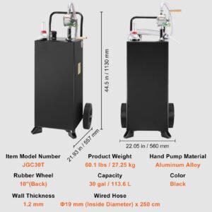 30 gallon gas caddy fuel storage tank with wheels portable fuel caddy with manuel transfer pump gasoline diesel fuel container for cars lawn mowers atvs boats more black 2.jpg