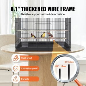 30 inch Bird Cage, Metal Large Parakeet Cages for Cockatiels Small Parrot Budgies Lovebirds Canaries, Pet Bird Cage with Rolling Stand and Tray