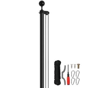 30FT Sectional Flag pole Kit, Heavy Duty Aluminum Alloy in Ground Flag poles for Outside, 3 Display Modes Flagpole with 3x5 American Flag, Professional Accessories, Black