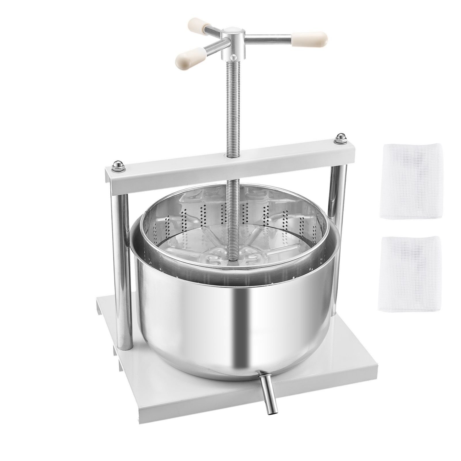 317 gal12l fruit wine press 2 stainless steel barrels manual juice maker cider apple grape tincture honey olive oil making press with triangular handle for outdoor kitchen home.jpg