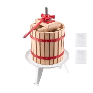 3.2 Gal/12L Fruit Wine Press, Solid Wood Basket with 8 Blocks, Heavy Duty Manual Juice Maker, Cider Apple Grape Tincture Honey Olive Oil Making Press with Handle for Kitchen, Home
