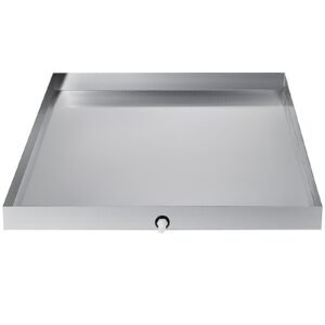 32 x 32 x 2.5 Inch Washing Machine Pan 18 GA Thickness 304 Stainless Steel Heavy Duty Compact Washer Drip Tray with Drain Hole & Hose Adapter
