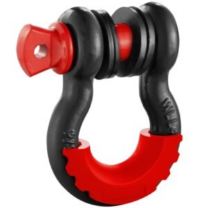 34 d ring shackle 2 pack alloy steel shackles 62832 lbs 285 ton break strength with 78 screw pin isolators washers heavy duty off road vehicle recovery shackle for jeep truck black.jpg