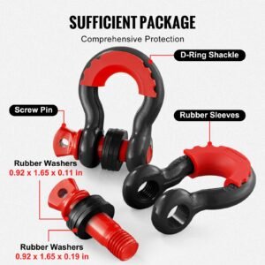 34 d ring shackle 2 pack alloy steel shackles 62832 lbs 285 ton break strength with 78 screw pin isolators washers heavy duty off road vehicle recovery shackle for jeep truck black 4.jpg
