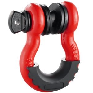 3/4" D-Ring Shackle, 2 Pack Alloy Steel Shackles 62832 lbs (28.5 Ton) Break Strength with 7/8" Screw Pin, Isolators & Washers, Heavy Duty Off Road Vehicle Recovery Shackle for Jeep Truck, Red