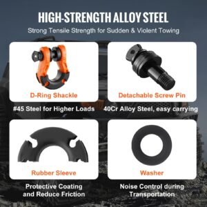 34 d ring shackle 2 pack alloy steel shackles 66139 lbs 30 ton break strength with 78 screw pin isolators washers heavy duty off road vehicle recovery shackle for jeep truck orange 2.jpg