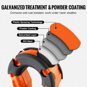 34 d ring shackle 2 pack alloy steel shackles 66139 lbs 30 ton break strength with 78 screw pin isolators washers heavy duty off road vehicle recovery shackle for jeep truck orange 3.jpg