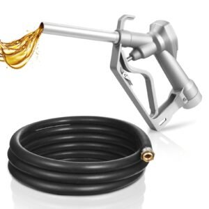 3/4-Inch NPT Fuel Nozzle with 10 ft Hose, Max Flow Rate 22.7 GPM, Diesel Gas Pump Nozzle with 2-Speed Trigger Lock & 0.78 in (OD=20 mm) Spout Used for Gasoline, Diesel, Kerosene, Silver