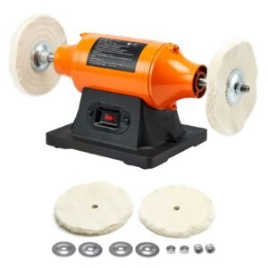 3/4HP Bench Buffer Polisher, 8-inch Bench Polishing Buffing Machine, 3450RPM Single Speed Benchtop Polisher with 2PCS Cloth Wheels & Cast Iron Base for Metal, Jewelry, Wood Polishing