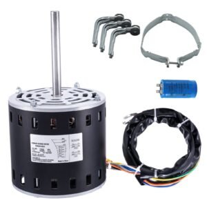 3/4HP Furnace Blower Motor, 208/230V 3.85Amps, 1075RPM 5 Speeds, CW/CCW Rotation, 48 Frame 4.8" Shaft Length, 10μF/450V Capacitor + 11" Hold Hoop