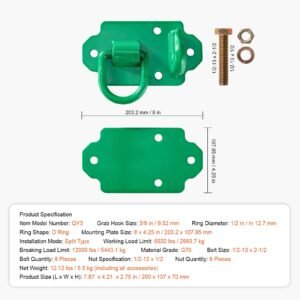 38 tractor bucket hooks with tie down ring grade 70 forged steel 2 pack bolt on grab hook with back plates work well for tractor bucket rv utv truck maximum break strength 15000 lbs green 3.jpg