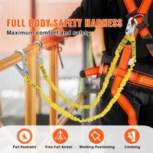 38mm safety lanyard 6ft183m fall protection lanyard with 2 alloy steel snap hooks retractable safety belt for outdoorindoor tree climbing 38kn breaking tension lanyard yellow 1.jpg