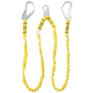 38mm Safety Lanyard, 6ft(1.83m) Fall Protection Lanyard with 2 Alloy Steel Snap Hooks, Retractable Safety Belt for Outdoor/Indoor Tree Climbing, 38KN Breaking Tension Lanyard, Yellow