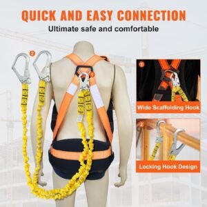 38mm safety lanyard 6ft183m fall protection lanyard with 2 alloy steel snap hooks retractable safety belt for outdoorindoor tree climbing 38kn breaking tension lanyard yellow 5.jpg
