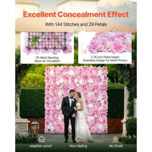 3d flower wall panel 12 pcs 15 x 15 inch artificial floral wall background mesh backing matseamless designeasy installation for wedding valentines day home baby party backdrop decorpink 2.jpg