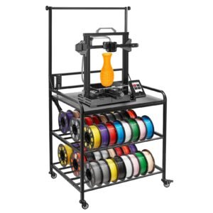 3D Printer Filament Storage Rack, 3-Tier 3D Printer Stand with Filament Storage, Spools Holder Racks Cart with Wheels, Filaments Organzied for 3D Printing Station, Office, Workshop (Shelf Only)