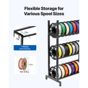 3D Printer Filament Storage Rack, 5 Tier Heavy Duty Storage Shelves for 3D Printing Filaments, Filament Spool Holders Racks for 3D Printing Studio, Home Studio, Office, Workshop (Shelf Only)
