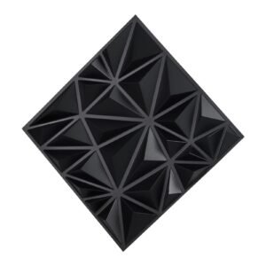 3D Wall Panels, 33-Pack 11.81 x 11.81 in PVC Modern Art Minimalist Diamond Tiles, 32 Sq.Ft Coverage Accent Wall Panel, Interior Home Decor for Ceiling, Bedroom, Living & Gaming Room, Matte Black