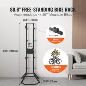 4 bike storage rack free standing gravity wall vertical bike rack fully adjustable bike rack garage sturdy steel easy assemble for garage living room shed holds up to 260 lbs black 1.jpg