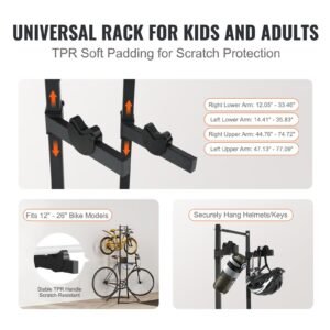 4 bike storage rack free standing gravity wall vertical bike rack fully adjustable bike rack garage sturdy steel easy assemble for garage living room shed holds up to 260 lbs black 2.jpg