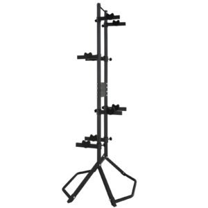 4 Bike Storage Rack, Free Standing Gravity Wall Vertical Bike Rack, Fully Adjustable Bike Rack Garage, Sturdy Steel & Easy Assemble, for Garage, Living Room, Shed, Holds Up to 260 lbs Black