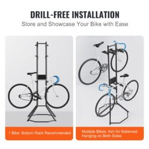 4 bike storage rack free standing gravity wall vertical bike rack fully adjustable bike rack garage sturdy steel easy assemble for garage living room shed holds up to 260 lbs black 4.jpg
