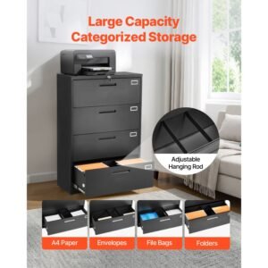 4 drawers metal file cabinet vertical filing cabinet with lock and adjustable hanging rod tall filing storage cabinets for home and office fit letter a4 legal size file easy assembly black 3.jpg