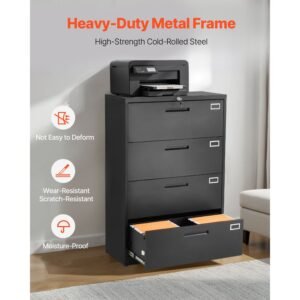 4 drawers metal file cabinet vertical filing cabinet with lock and adjustable hanging rod tall filing storage cabinets for home and office fit letter a4 legal size file easy assembly black 4.jpg
