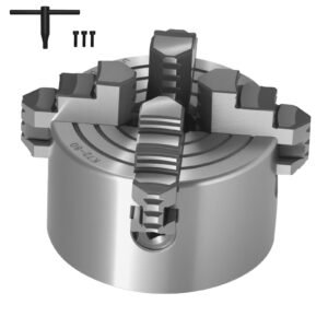 4-Jaw Lathe Chuck, 3 Inch (80 mm), 4-Jaw Chuck, 0.1-3.15 in (5-80 mm) Clamping Range with T-key Fixing Screws Reversible Jaws, HT300 Material, Internal External for Wood Metal Lathe