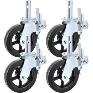 4 pack 8 inch iron core polyurethane swivel caster with dual locking brake adjustable legs 1100lbs capacity per wheel.jpg