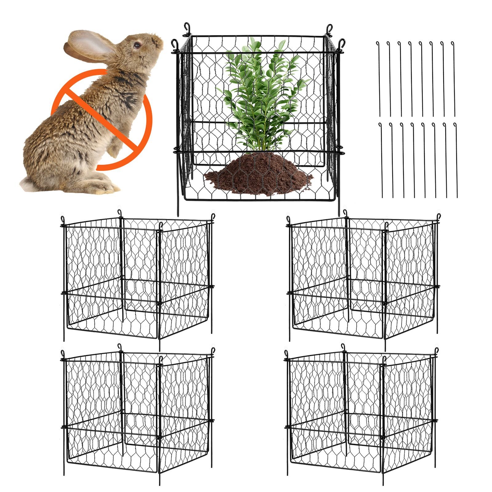 4 pack plant protector from animals 134 x 134 chicken wire plant protector plant cages for outdoor plants flowers vegetables keeps bunny chicken squirrels out 16pcs metal mesh.jpg
