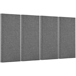4 PCS Acoustic Panels, 2 inch Thick 23.6 x 11.8 inch Fiberglass Sound Absorbing Panels, Self-adhesive Soundproof Wall Boards, for Studios, Office, Home Theater,Meeting Room, Gray