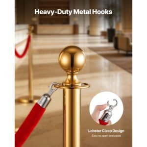 4 pcs red velvet stanchion ropes 5 ft crowd control stanchion red velvet ropes with silver hooks post queue barrier carpet rope for carpet events movie theaters grand openings hotels party 2.jpg