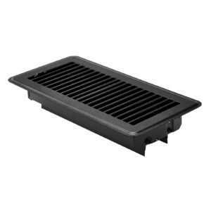 4 x 10 Inch Floor Registers, 12-Pack Vent Grilles, HAVC Heavy-Duty Walkable Iron Floor Vents, Easily Adjustable Rust-Proof Air Vents Deflector with Metal Damper, Ideal for Home & Office, Black