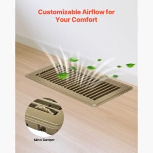 4 x 10 inch floor registers 6 pack vent grilles hvac heavy duty walkable iron floor vents easily adjustable rust proof air vents deflector with metal damper ideal for home office brown 1.jpg