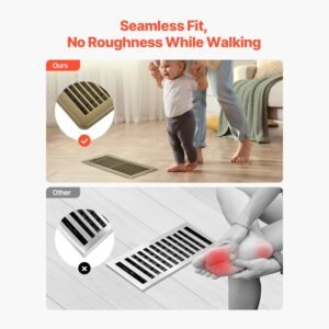 4 x 10 inch floor registers 6 pack vent grilles hvac heavy duty walkable iron floor vents easily adjustable rust proof air vents deflector with metal damper ideal for home office brown 2.jpg
