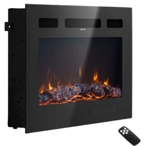 42 inch Electric Fireplace, Wall Mounted Recessed Fire Place with Remote Control, Timer, 1500W, Adjustable Flame Color Brightness, Touch Screen, Overheat Protection, for Living Room,Bedroom
