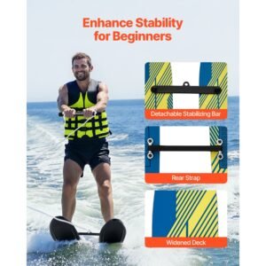 46 water skis kids water ski trainers with x 7 adjustable bindings double handle rope removable stabilizing bar training waterskis combo for kids youth up to 300 lbs 3.jpg