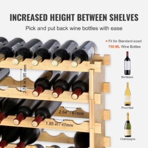 48 bottle stackable modular wine rack 6 tier solid bamboo wood storage racks floor freestanding wines holder display shelf wobble free shelves for kitchen bar and cellar natural color 4.jpg