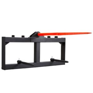 49" Hay Spear, Bale Spears 1600lbs Loading Capacity, Skid Steer Loader Tractor Attachment with 2pcs 17.5" Stabilizer Spears, Quick Attach Spike Forks