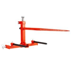 49" Hay Spear, Bale Spears 1600lbs Loading Capacity, Three-Point Hitch Tractor Attachment with 2pcs 17.5" Stabilizer Spears, Quick Attach Spike Forks
