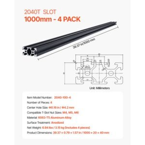 4pcs 394 in 1000mm t slot 2040 aluminum extrusion profile european standard anodized linear rail high strength extruded aluminum rail for 3d printer cnc machine diy laser engraving black 3.jpg